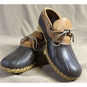 LL Bean Moc Bean Boots Rubber Brown Duck Toe Maine Mens 7 Womens 9